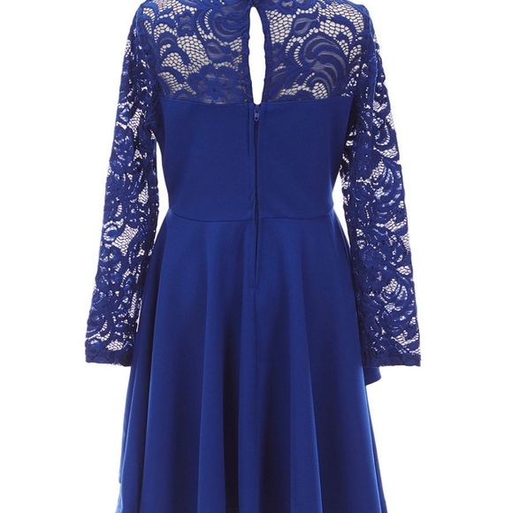 Rare Editions Lace/Scuba Two-Tier Fit-And-Flare Dress Big Girls Size 14 - Picture 2 of 7